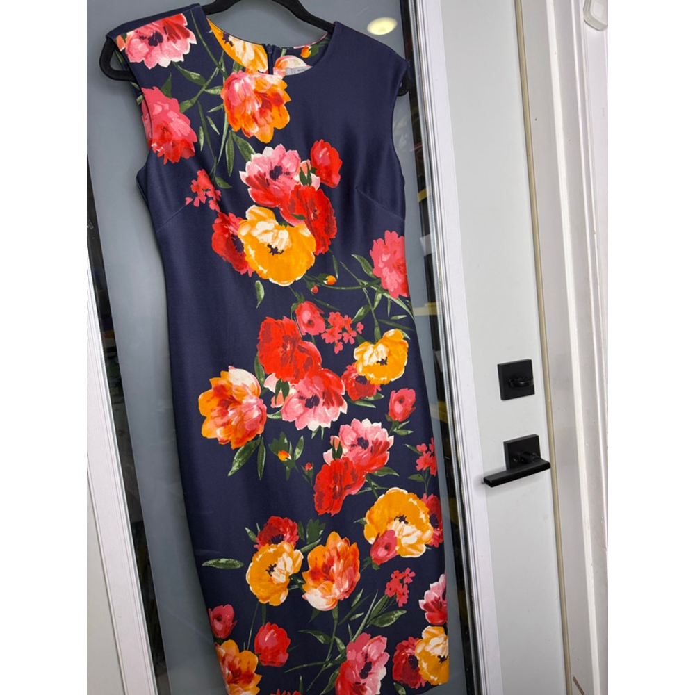 MARC NEW YORK ANDREW MARC Navy Floral Sheath Dress Size 4 - Picture 3 of 7